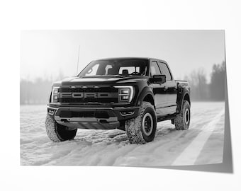 Ford F-150 Art Print: Black & White Classic Pickup Truck Photo
