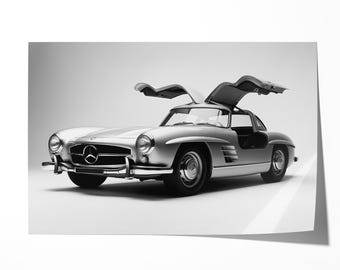 300SL Gullwing Print: Automotive Wall decor. Gift for him