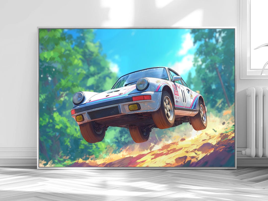 Anime Rally Porsche 911 Fine Art Print – Retro Racing Car Wall Art ...