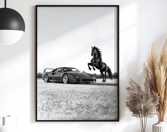 Ferrari F40 & Horse Fine Art Print