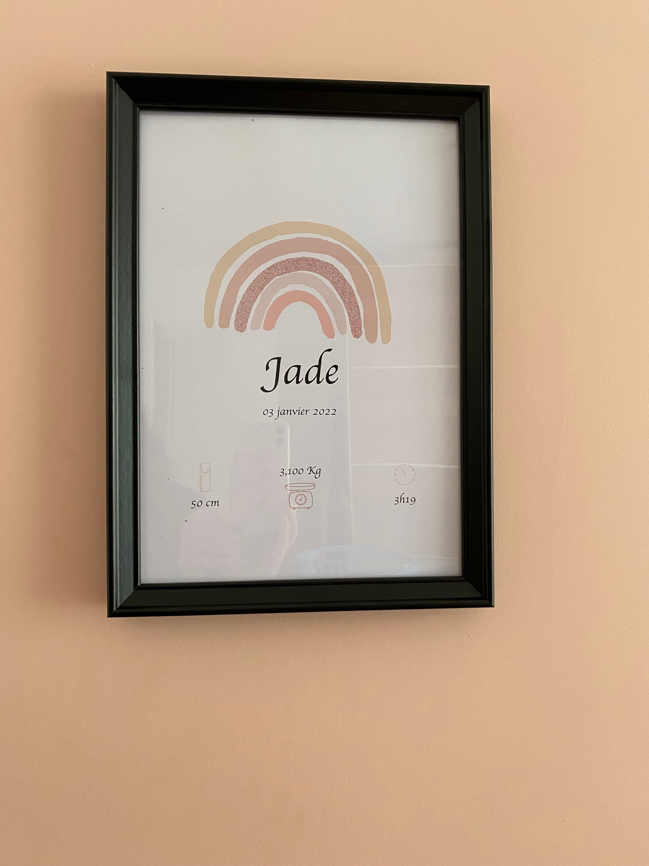 Affiche Petite Fille Arc en Ciel Personnalisable