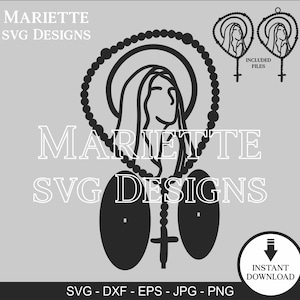 Rosary with virgin Mary Stand | Mother Mary Stand | Rosary Stand | Catholic Cross | Laser Cut File SVG Digital File | INSTANT DOWNLOAD