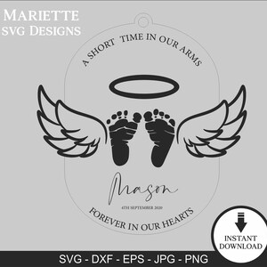 Bébé dans la mémoire aimante Ornement de Noël SVG | Ornement d’aile d’ange | Ornement du ciel Fichier numérique | TÉLÉCHARGEMENT INSTANTANÉ