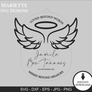 Dans la mémoire aimante Ornement de Noël SVG | Ornement d’aile d’ange | Ornement du ciel Fichier numérique | TÉLÉCHARGEMENT INSTANTANÉ