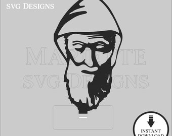 May include: Black and white line art illustration of a man with a beard and a hood. The image is titled "MARIETTE SVG DESIGNS" and includes the text "SVG - DXF - EPS - JPG - PNG" and "INSTANT DOWNLOAD".