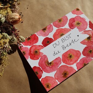 Wenskaart voor Moederdag of verjaardag - bloemenpatroon - aquarel - Din A6