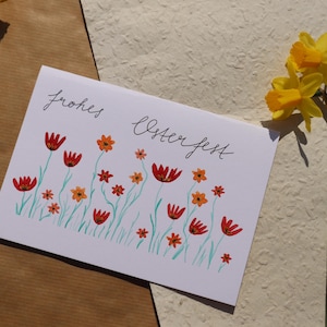 Biglietto di auguri di Pasqua - prato fiorito - primavera - acquerello - Din A6