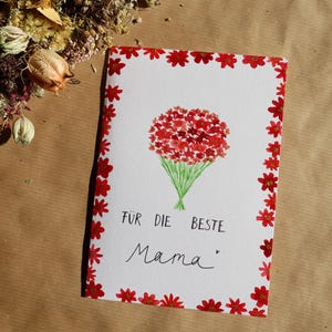 Biglietto di auguri per la festa della mamma - mazzo di fiori - acquerello - Din A6