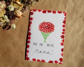 Carte de vœux pour la fête des mères - bouquet de fleurs - aquarelle - DIN A6