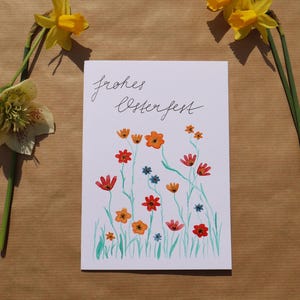 Biglietto di auguri di Pasqua - prato fiorito - primavera - acquerello - Din A6