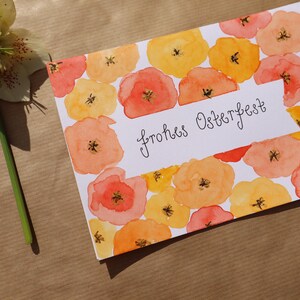Biglietto di auguri di Pasqua - fiori - primavera - acquerello