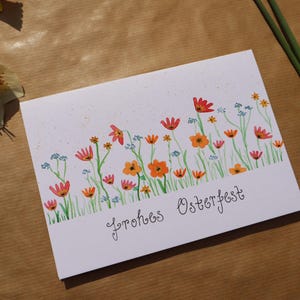 Biglietto di auguri di Pasqua - prato fiorito - primavera - acquerello - Din A6