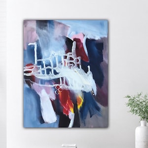 Original painting abstract bright colors 70 x 56 cm modern, wall picture modern minimalist abstract, elegant acrylic picture on canvas