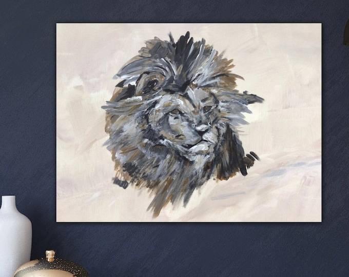 Lion Animal Painting Acrylic Hand Painted Animal Portrait Lion 46 x 61 cm Wall Decor South Africa Painting Zodiac Leo Painting Lion King