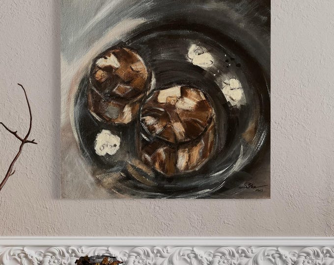 Unique cake painting 30 x 30 cm | Sweets painting cake chocolate | Chocolate picture semi-abstract | Semi-abstract cakes