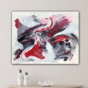 Red abstract original acrylic painting on canvas 56 x 70 cm, timeless red abstract painting, modern wall decoration, minimalist red art