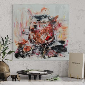 Aperol Spritz Painting Original 50 x 50 x 1.5 cm, Cocktail Art “Viva La Vida”, Modern Art Aperol Spritz Cocktail Acrylic Picture