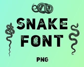Snake font, alphabet with snakes, snake letters as png
