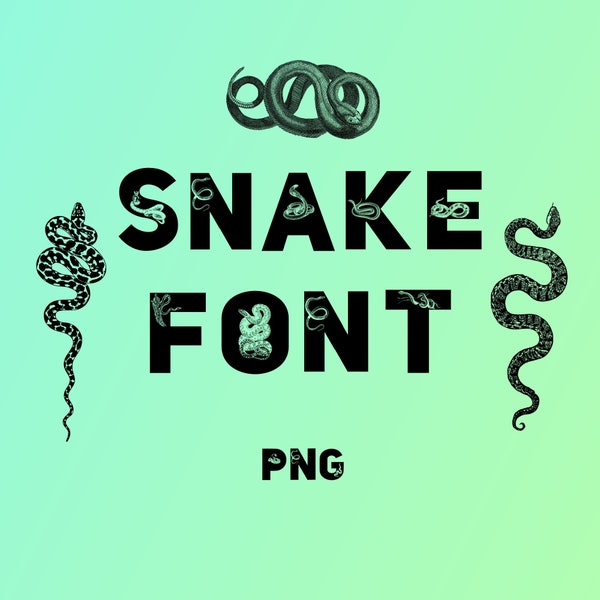 Snake font, alphabet with snakes, snake letters as png
