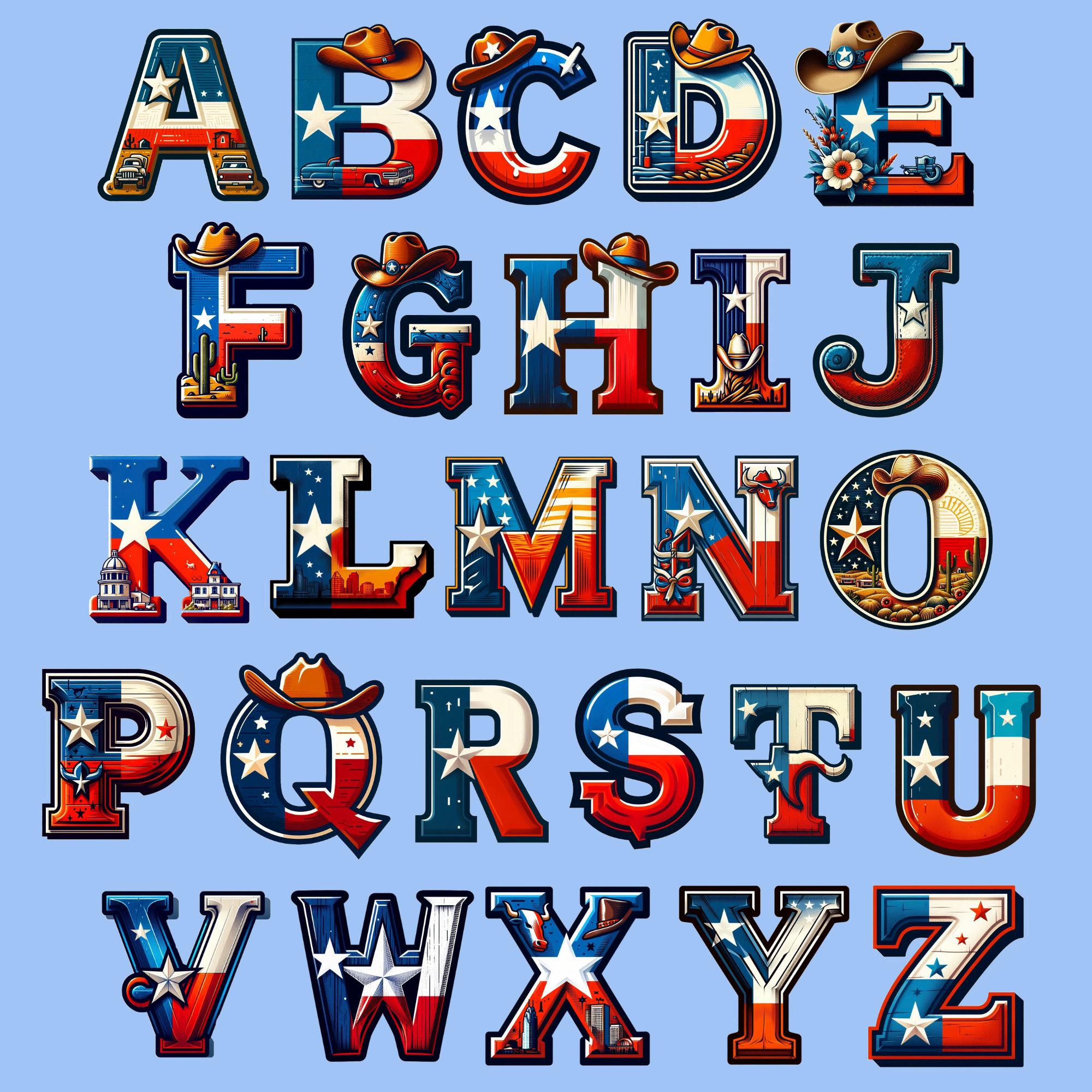 Texas Font, Alphabet With Texas Design, Texas Letters as Png - Etsy