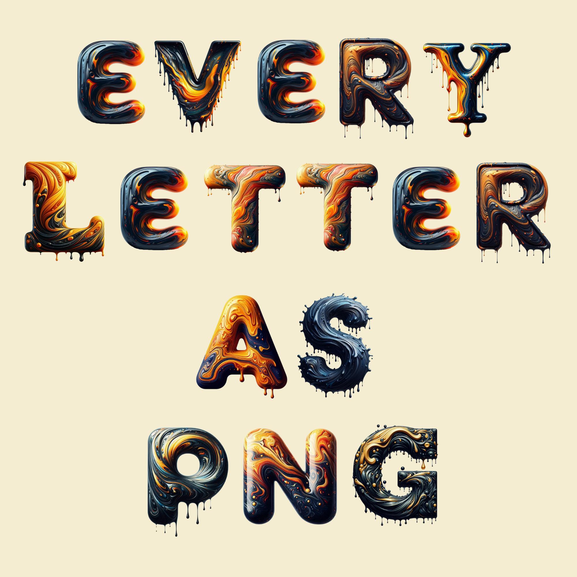 Oil Alphabet Clipart, Petroleum Letters PNG, Liquid Grease Sublimation ...