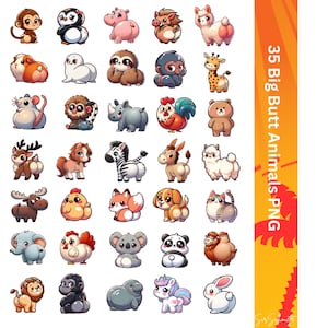 Lustige Tiere mit großen Hintern Digitaldesign für Sticker