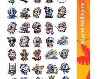 Cute Knight Digital Design for Stickers - PNG files to download