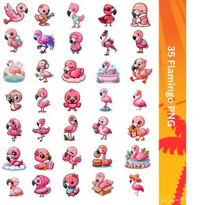Cute Flamingo Digital Design for Stickers