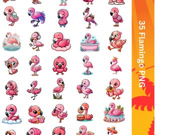 Cute Flamingo Digital Design for Stickers