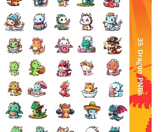 Cute Dragon Digital Design for Stickers