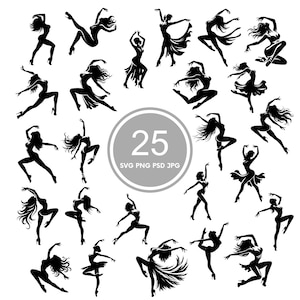 Danseurs Design SVG, 25 Danse Svg Bundle, PNG, PSD