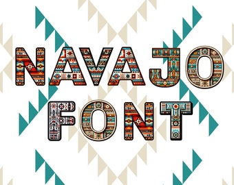 Navajo font, alphabet with navajo design, indeginous letters as png
