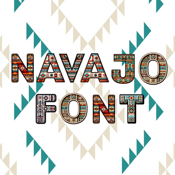 Navajo font, alphabet with navajo design, indeginous letters as png