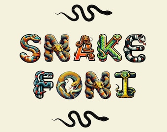Schlangen Schriftart, Schlangenschrift, Reptilien Buchstaben als PNG