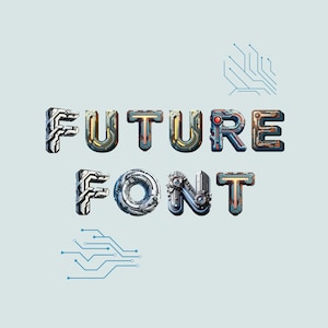 Future font, alphabet with sci-fi design, futuristic letters as png
