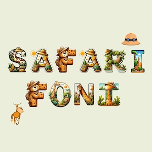 Safari font, alphabet with Safari design, Safari letters as png
