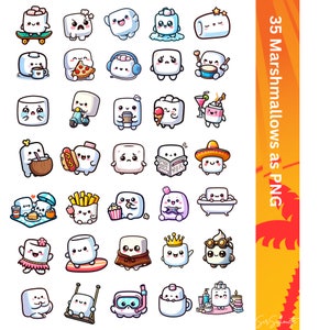 Cute Marshmallow Digital Design for Stickers