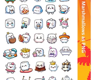 Cute Marshmallow Digital Design for Stickers