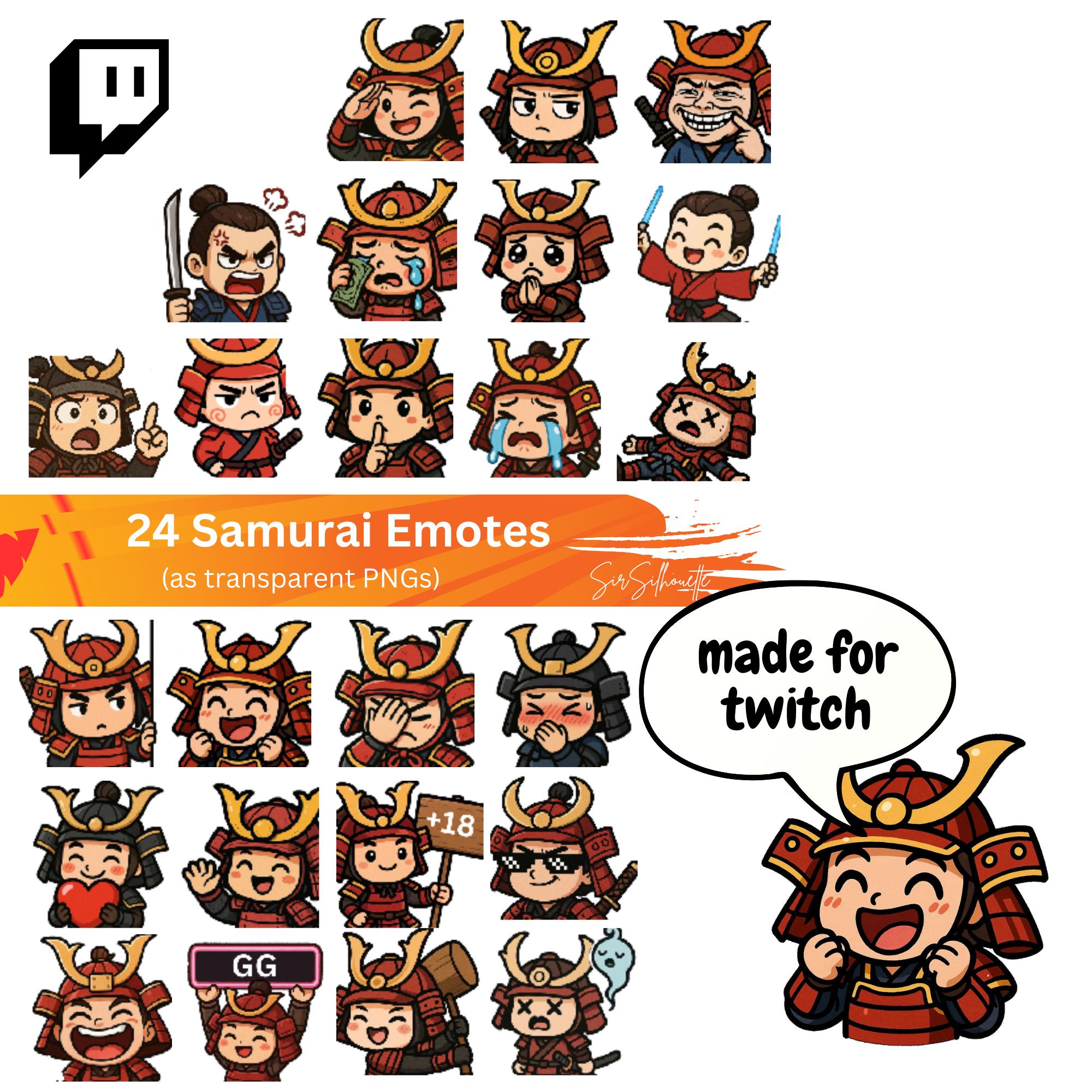 Samurai Twitch Emotes Pack - 24 Honor Bushido Stream Graphics - Etsy