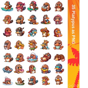 Cute Platypus Digital Design for Stickers