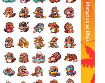 Cute Platypus Digital Design for Stickers