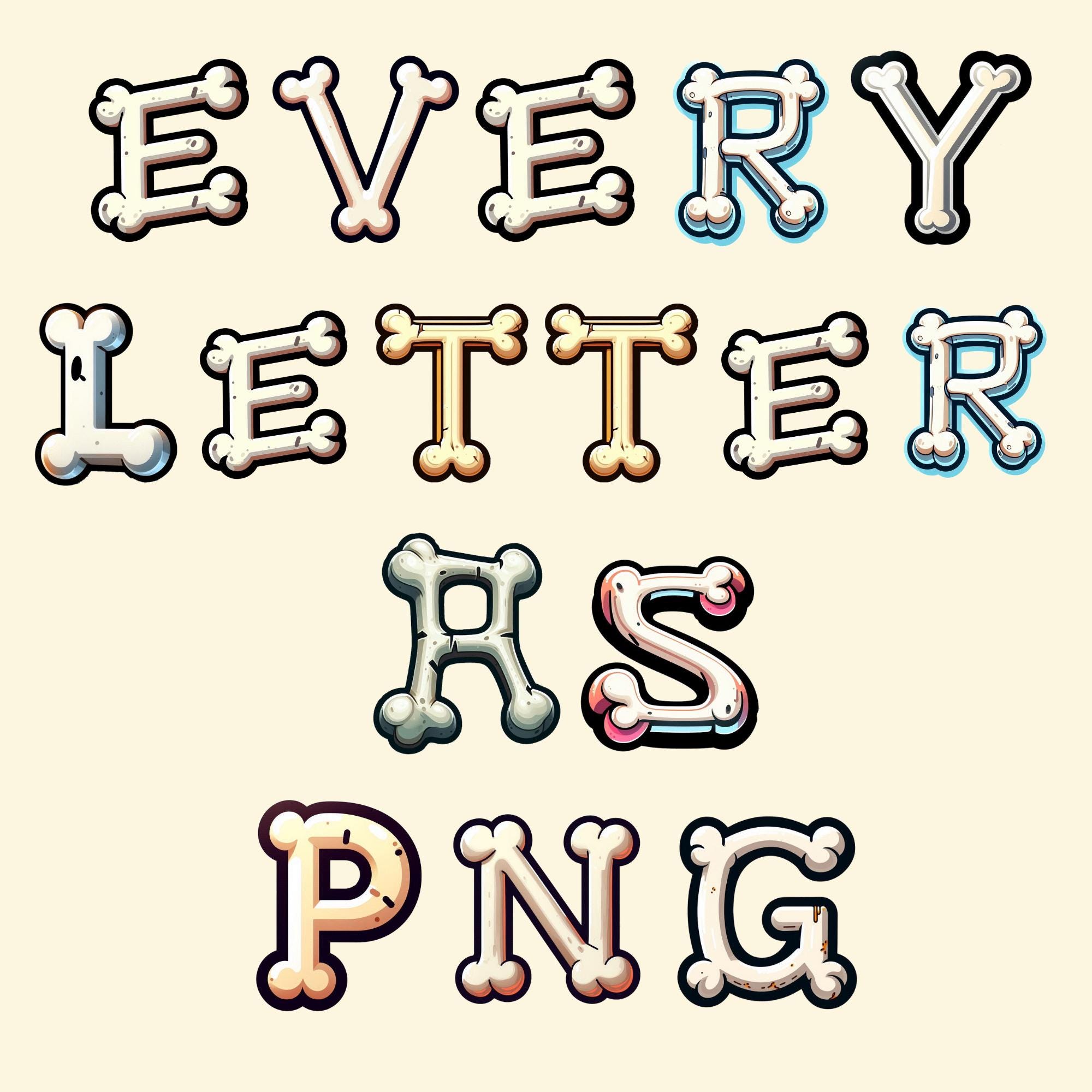 Bone Alphabet Clipart, Skeleton Letters PNG, Anatomy Gothic Sublimation ...