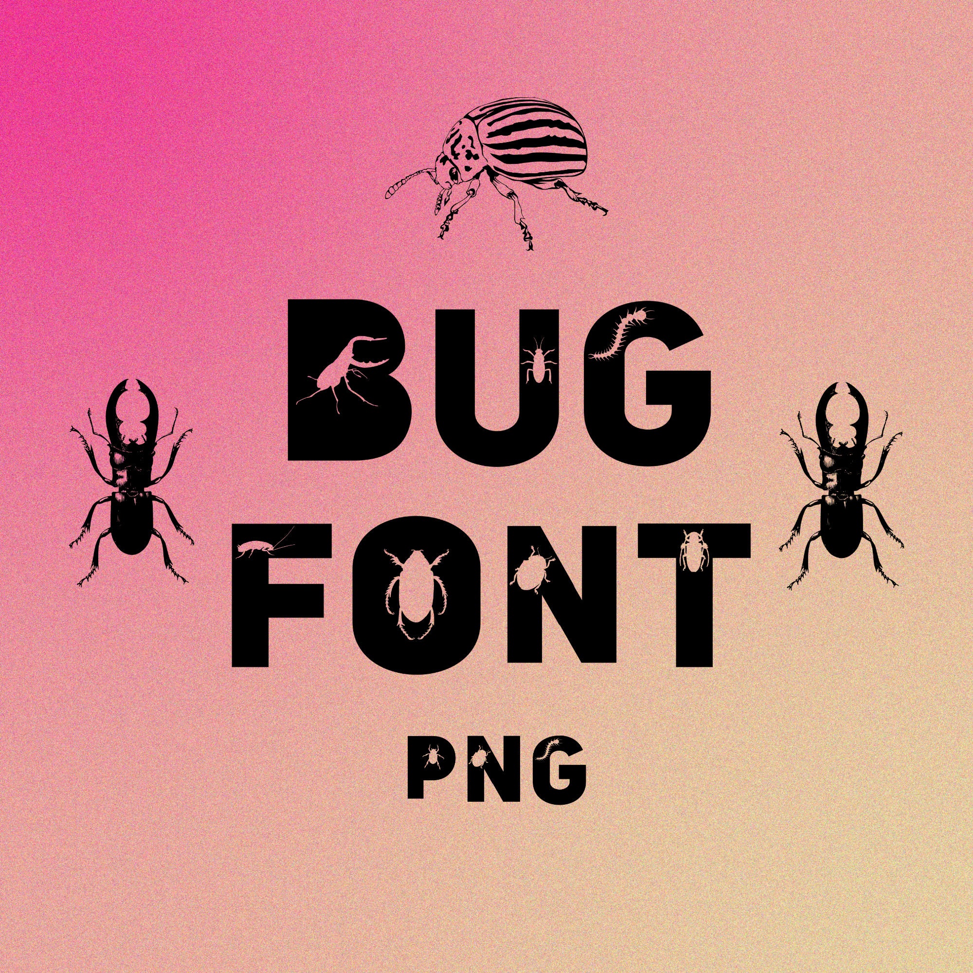 Bug Font, Alphabet With Bugs, Bug Letters as Png Etsy