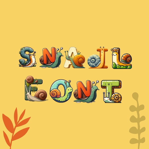 Snail font, alphabet with Snail design, Snail letters as png