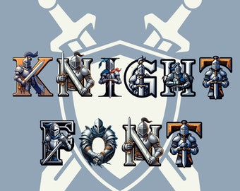 Knight font, alphabet with Knight design, Knight letters as png