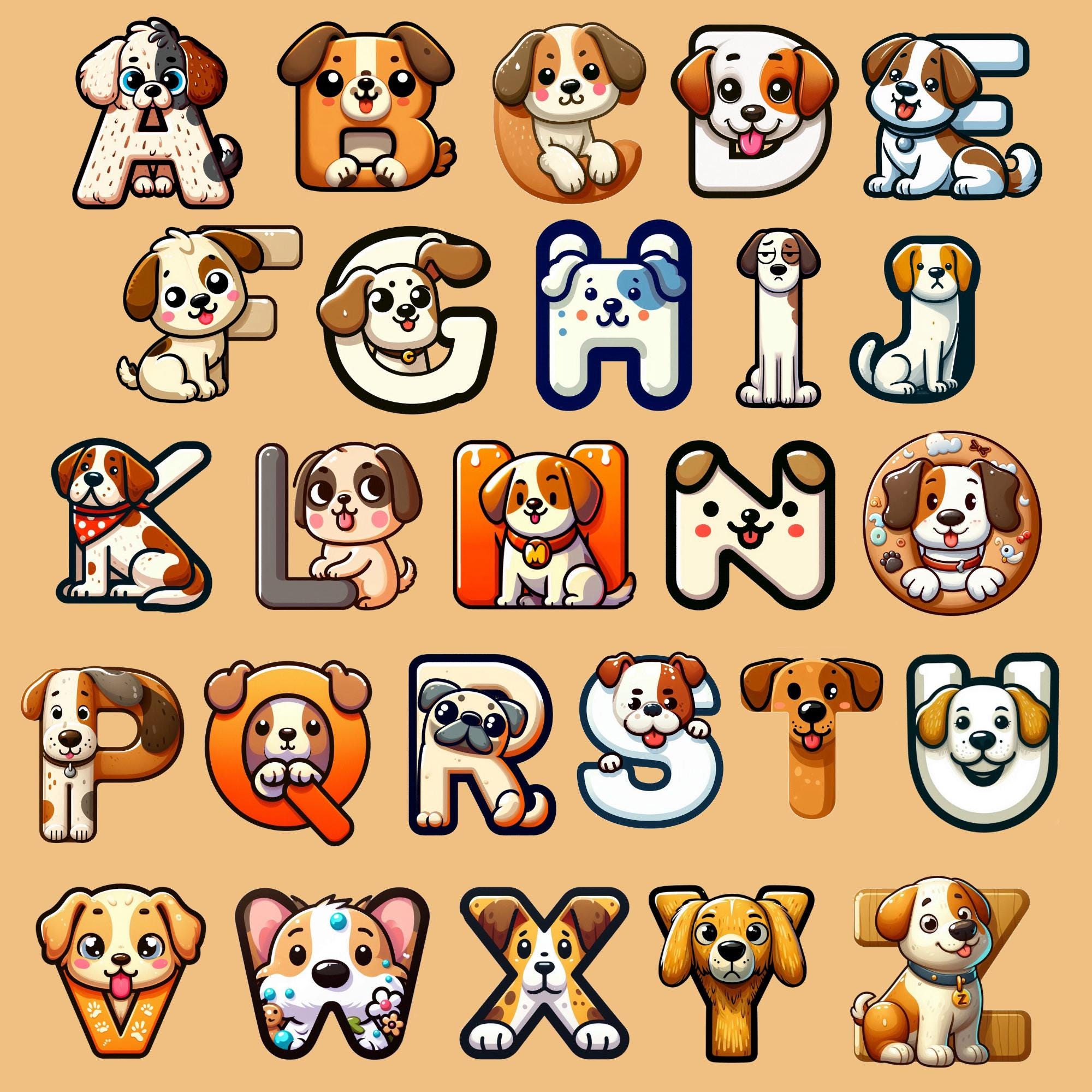 Dog Font, Alphabet With Dog Design, Dog Letters as Png - Etsy