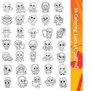 Cute Lucha Libre for Coloring Book - PNG files to download