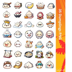 Cute Dumpling Digital Design for Stickers
