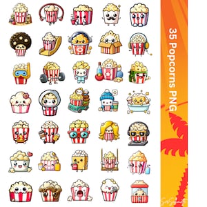 Cute Popcorn Digital Design for Stickers