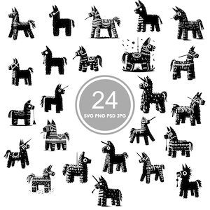 Pinata SVG Bundle, 24 pinata designs, PNG, PSD
